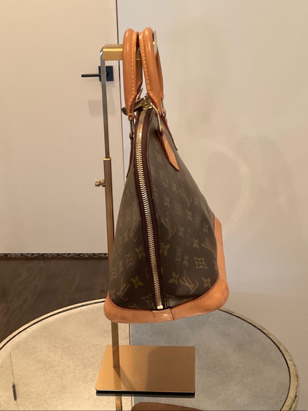 Louis Vuitton Monogram Alma PM Satchel - Brown with Tan Trim - Picture 5 of 10